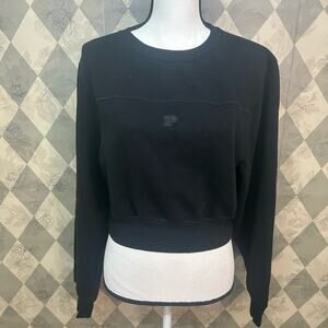 Victoria’s Secret PINK Black Cropped Crewneck Sweatshirt — NWT